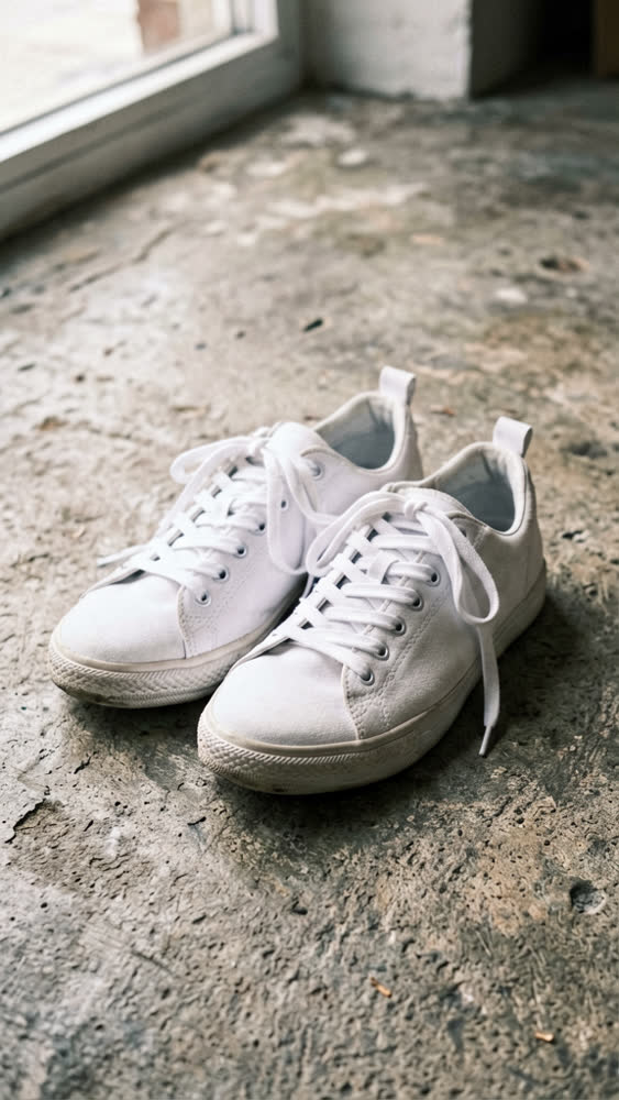 White sneakers in soft natural light