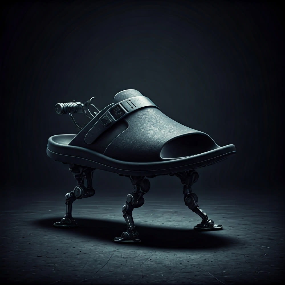 Experimental shoe concept with mechanical legs